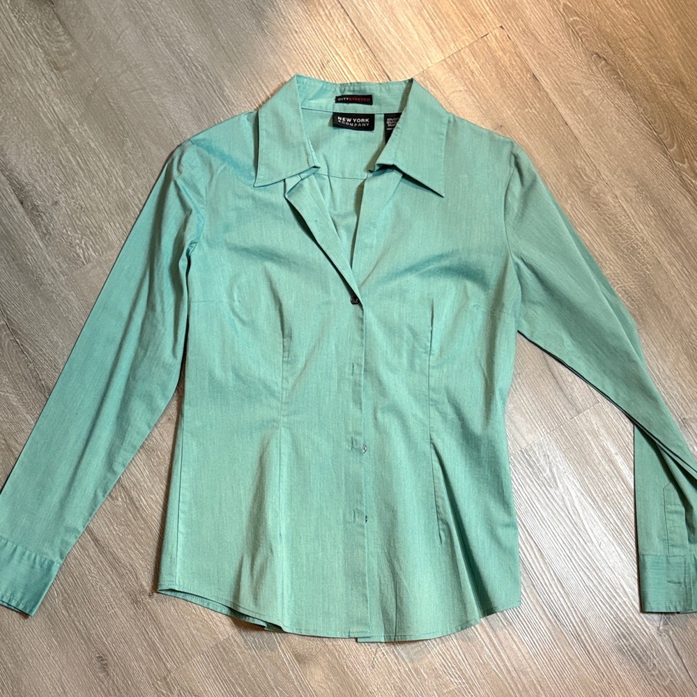 New York & Company Women's Mint Button-Down Shirt